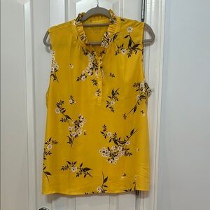 LOFT Yellow Sleeveless Blouse with button front